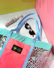 Bolsa de Playa Plus Animal Icon Aqua Pink
