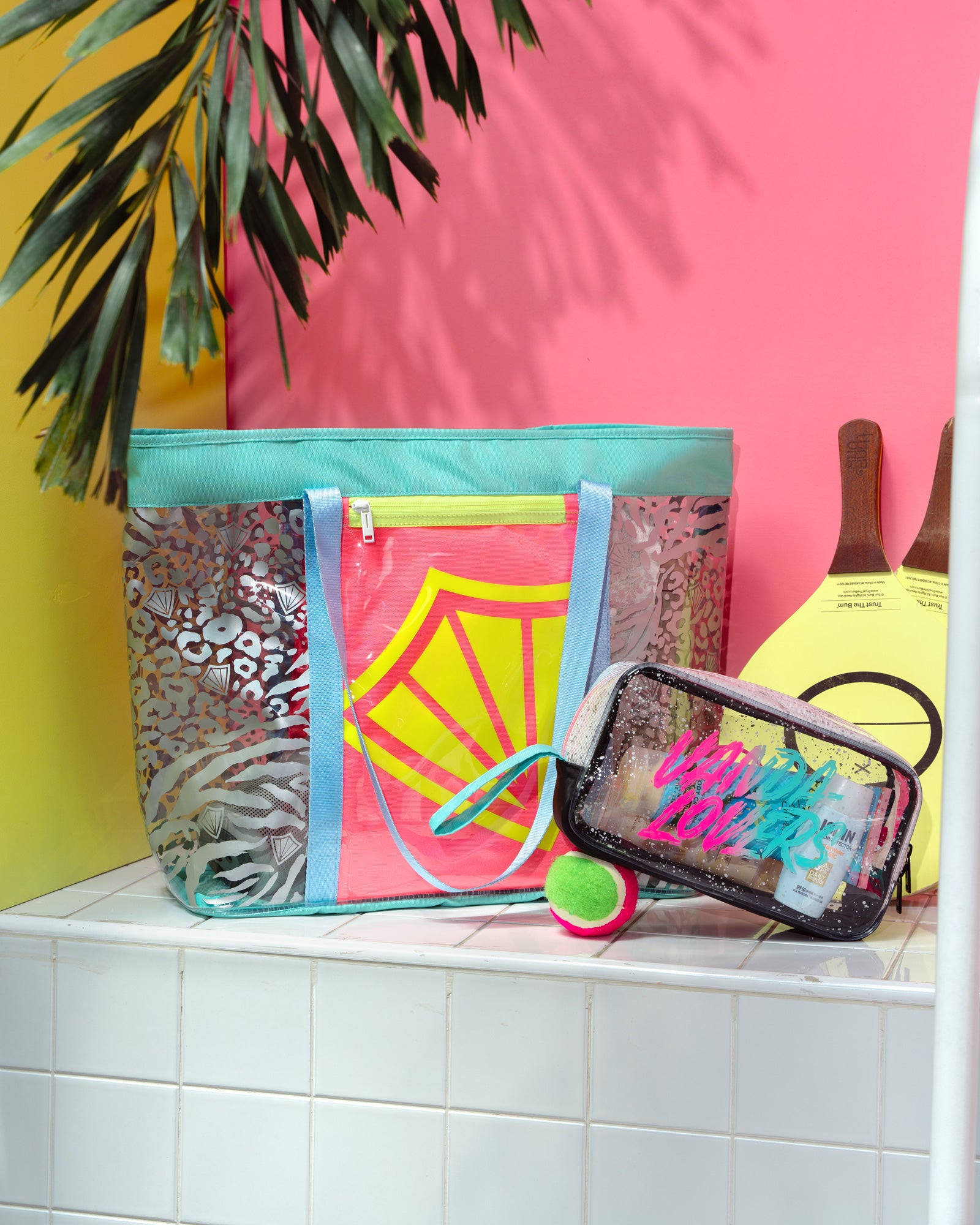 Bolsa de Playa Plus Animal Icon Aqua Pink