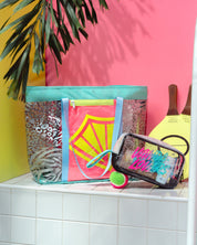 Bolsa de Playa Plus Animal Icon Aqua Pink
