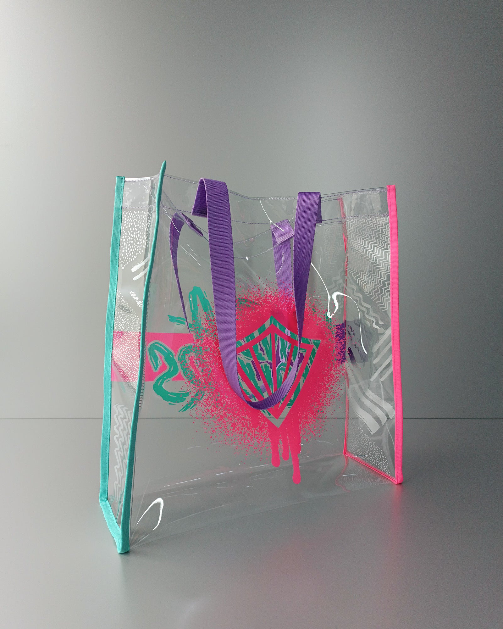Bolsa de Playa Strokes Silver Aqua Violet Pink