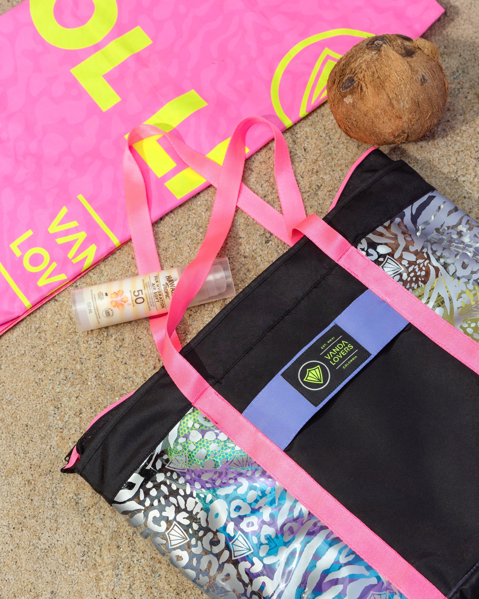 Bolsa de Playa Plus Animal Icon Black Pink