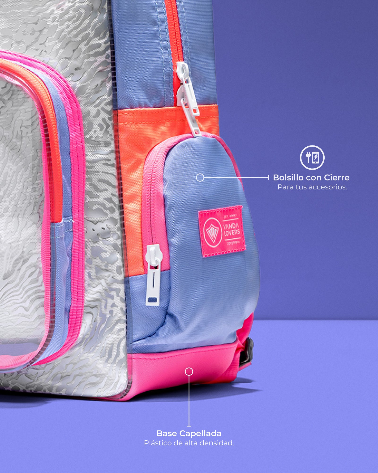 Morral Mini Plus Animal Groove Violet Melón Pink
