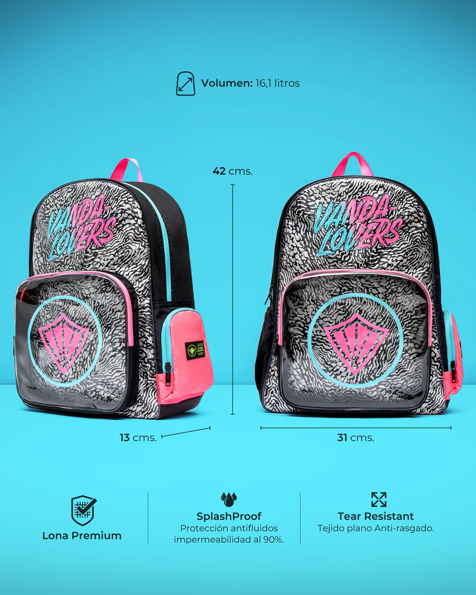 Morral Animal Groove Black Blue Pink