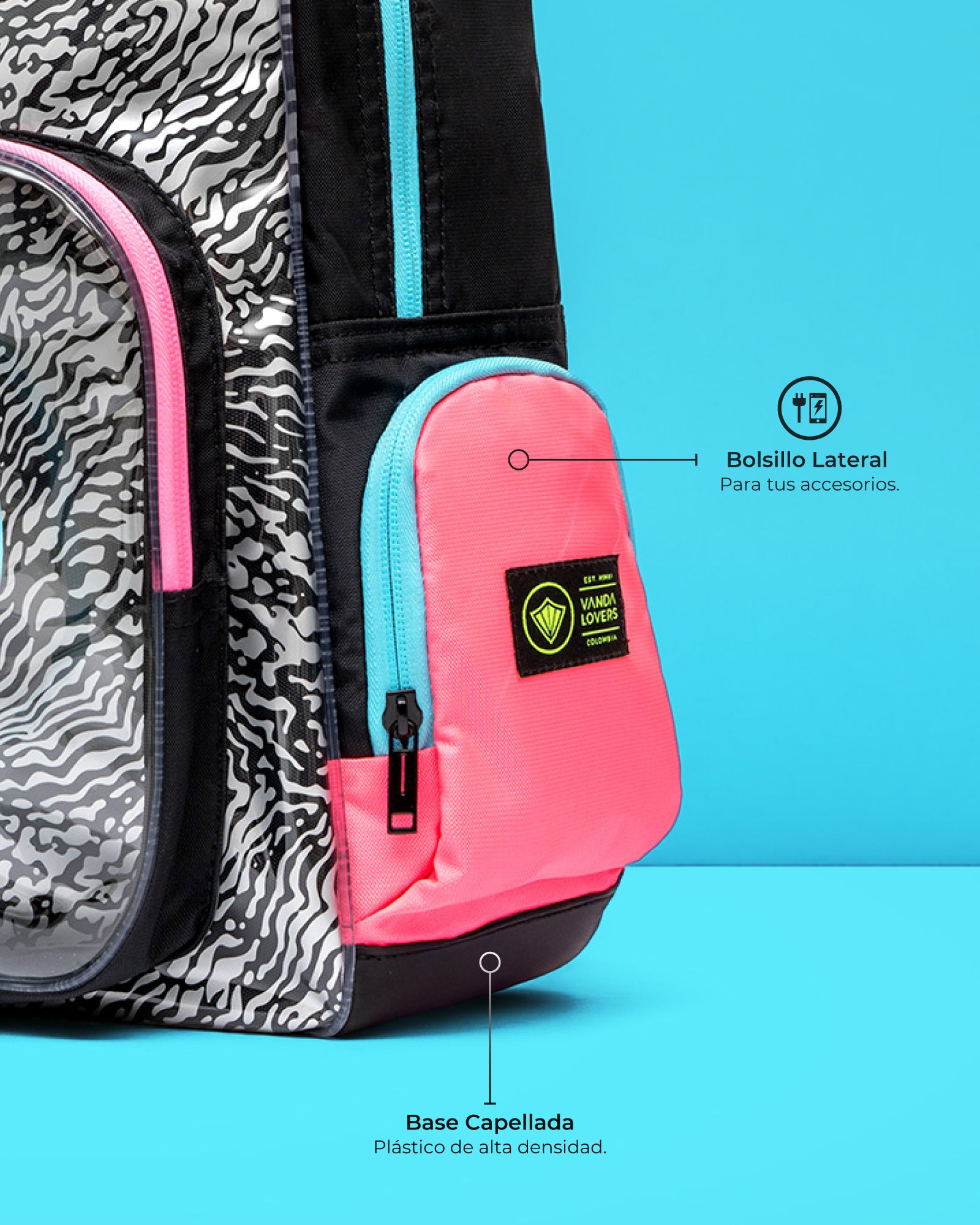 Morral Animal Groove Black Blue Pink