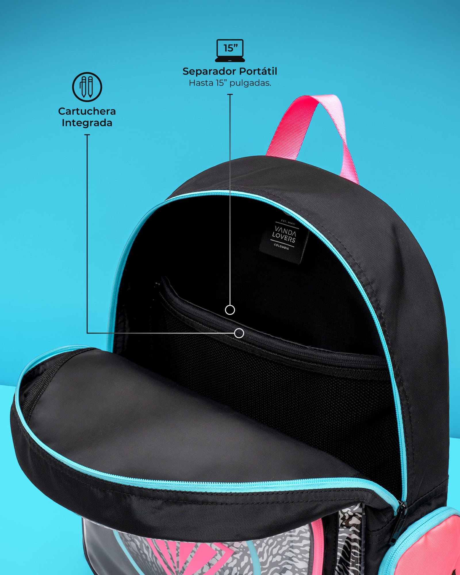 Morral Animal Groove Black Blue Pink