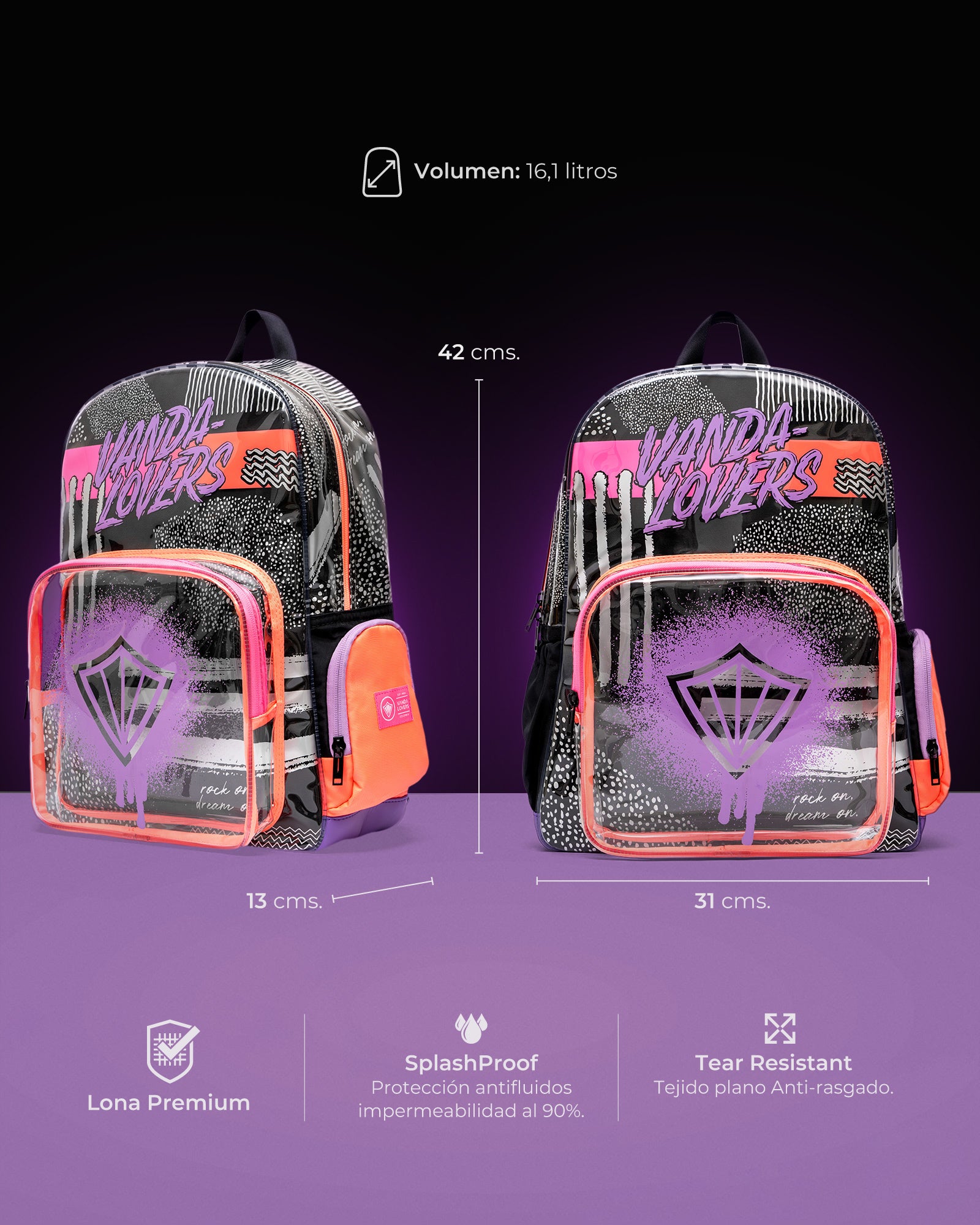 Morral Strokes Silver Black Violet Melon Pink
