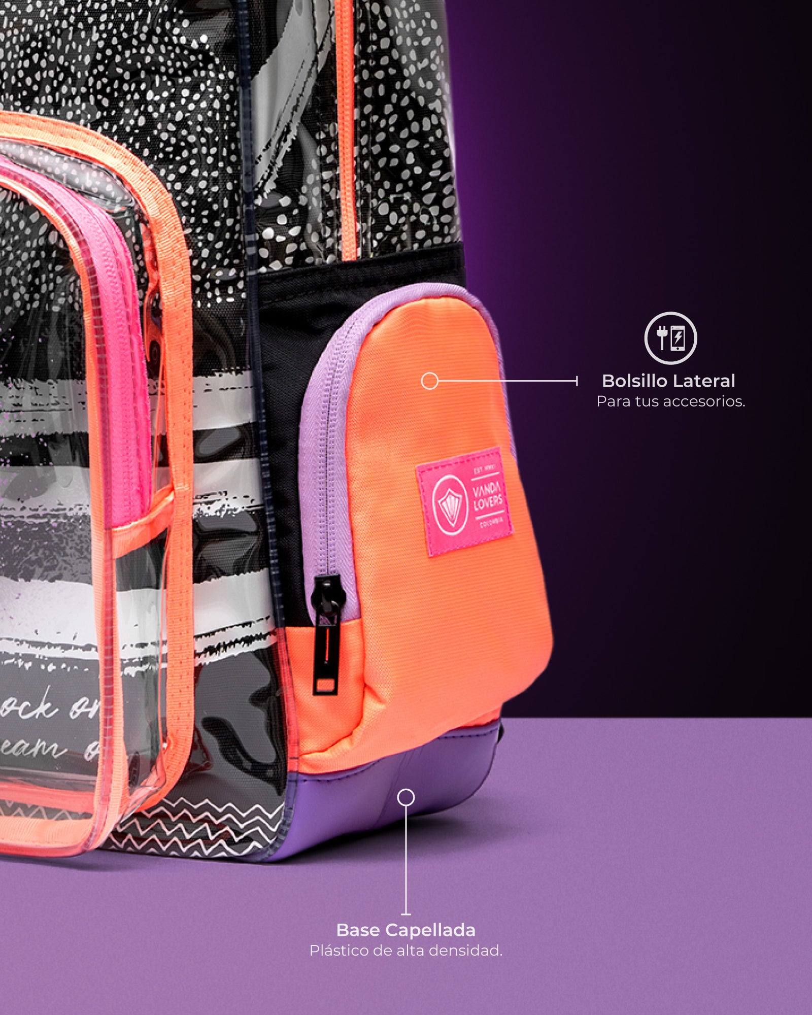 Morral Strokes Silver Black Violet Melon Pink
