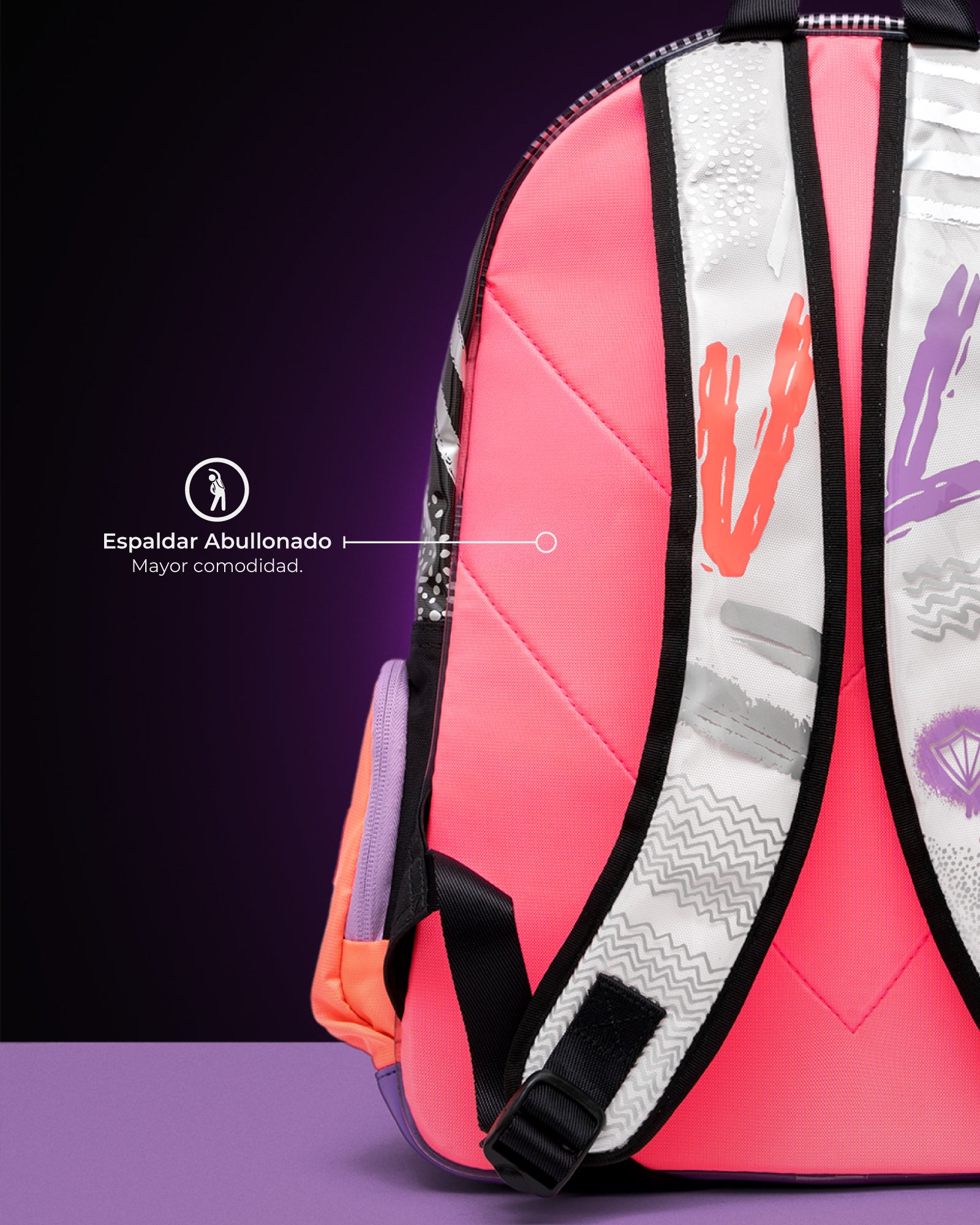 Morral Strokes Silver Black Violet Melon Pink